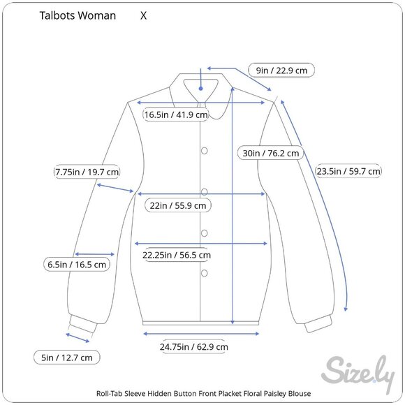 Talbots Roll-Tab Sleeves Hidden Front Button Placket Floral Paisley Blouse X - Picture 8 of 8